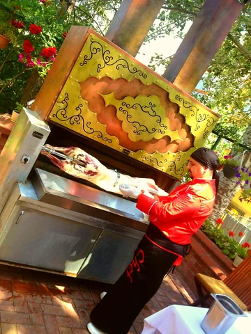 Wood-fired lamb rotisserie · Motorised rotation, Single spit — AG-395 — Product view 2