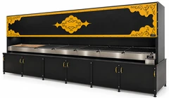Parrilla de carbón negra con campana decorativa y mueble inferior — ARICAN DESIGN · 400 cm
