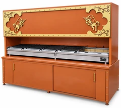 Parrilla de carbón para kebab con campana decorativa y mueble inferior · 250 cm