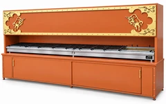 Parrilla de carbón para kebab con campana decorativa y mueble inferior · 400 cm