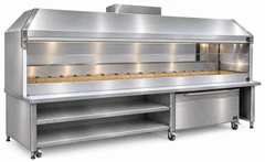 Parrilla de carbón para kebab en acero inoxidable con campana y mueble inferior · 350 cm
