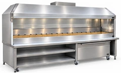 Parrilla de carbón para kebab en acero inoxidable con campana y mueble inferior · 400 cm