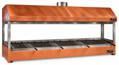 Parrilla de carbón para kebab de sobremesa revestida de cobre con campana · 250 cm