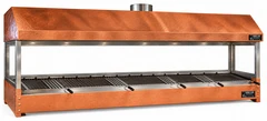 Parrilla de carbón para kebab de sobremesa revestida de cobre con campana · 300 cm