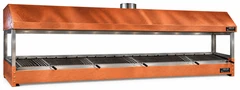 Parrilla de carbón para kebab de sobremesa revestida de cobre con campana · 400 cm