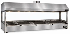Parrilla de carbón para kebab de sobremesa en acero inoxidable con campana y vidrio templado · 250 cm