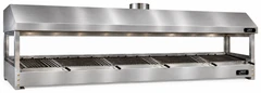 Parrilla de carbón para kebab de sobremesa en acero inoxidable con campana y vidrio templado · 350 cm