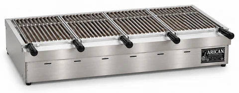 Holzkohle-Kebabgrill als Tischgerät aus Edelstahl · 125 cm