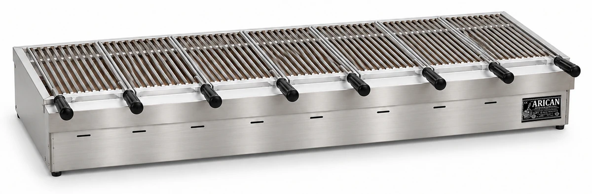 Holzkohle-Kebabgrill als Tischgerät aus Edelstahl · 175 cm