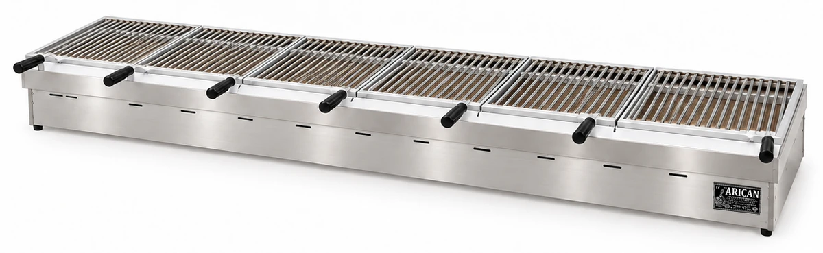Holzkohle-Kebabgrill als Tischgerät aus Edelstahl · 300 cm