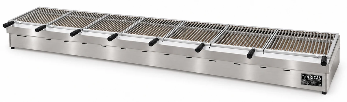 Holzkohle-Kebabgrill als Tischgerät aus Edelstahl · 350 cm