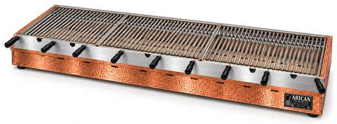 Holzkohle-Kebabgrill als Tischgerät in Kupfer · 150 cm