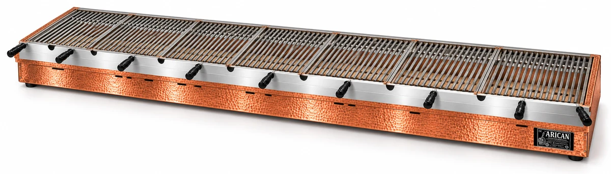 Holzkohle-Kebabgrill als Tischgerät in Kupfer · 200 cm