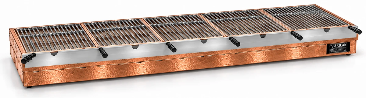 Holzkohle-Kebabgrill als Tischgerät in Kupfer · 300 cm