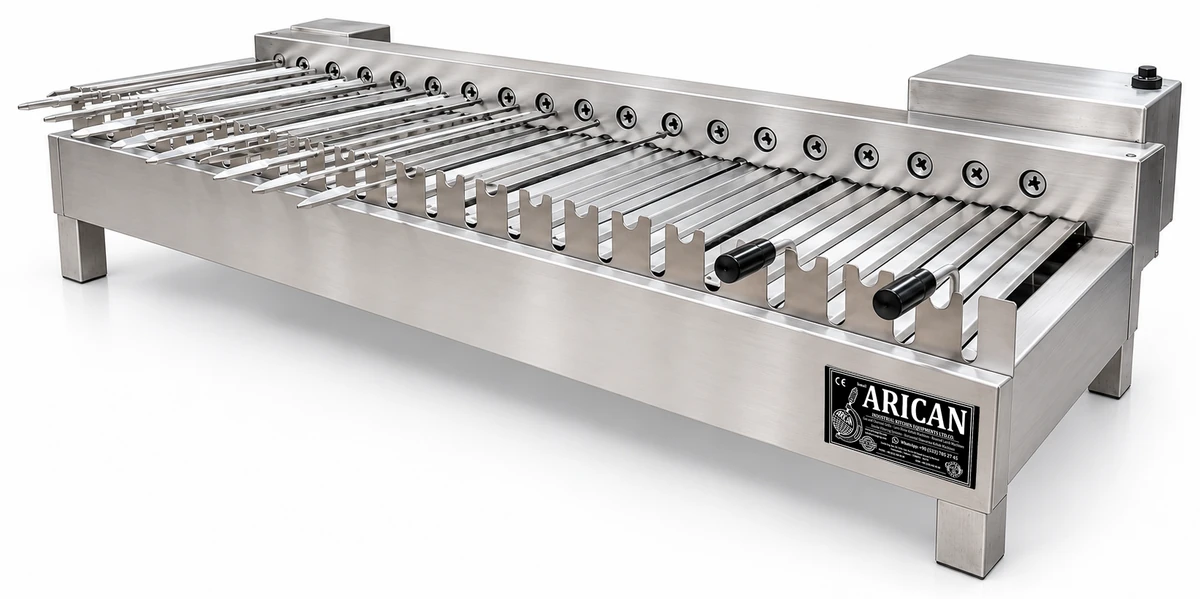 Holzkohle-Kebabgrill mit automatischem Spießantrieb · 100 cm