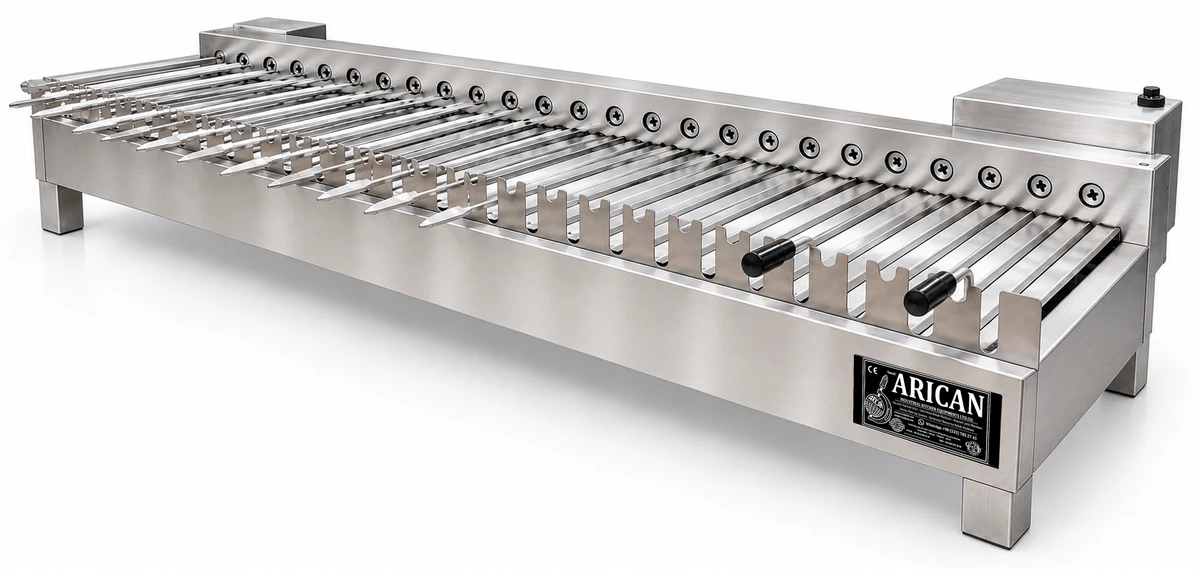 Holzkohle-Kebabgrill mit automatischem Spießantrieb · 125 cm