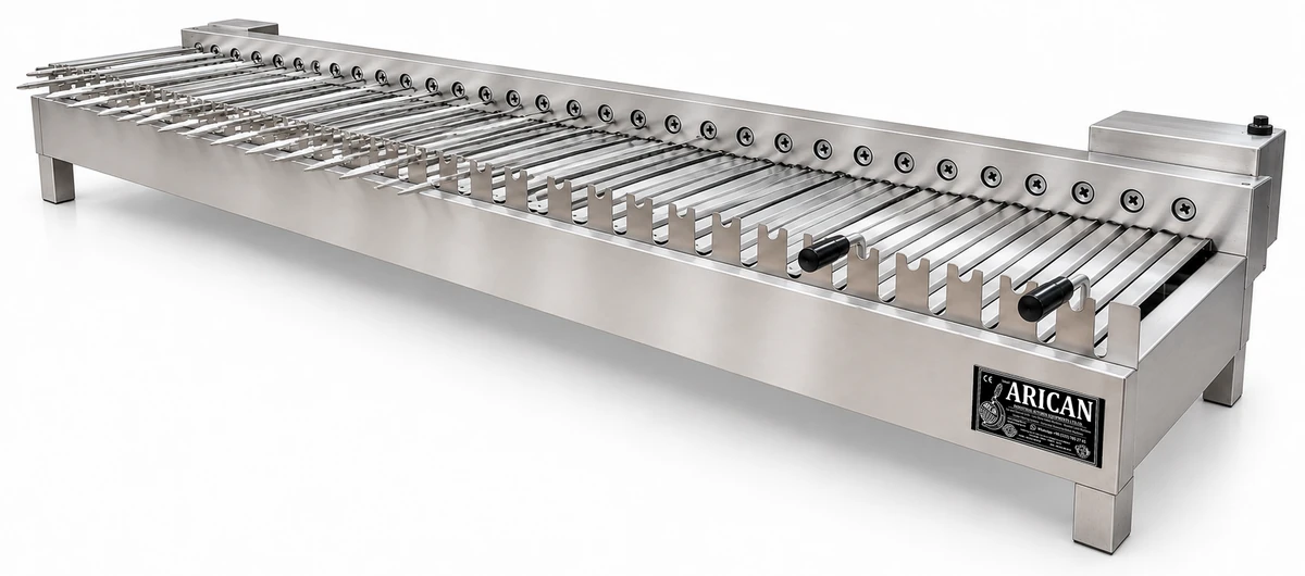 Holzkohle-Kebabgrill mit automatischem Spießantrieb · 175 cm