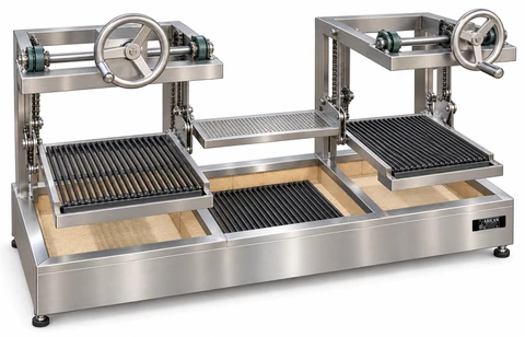 Holzkohle-Kebabgrill mit höhenverstellbarem Grillrost · 100 cm