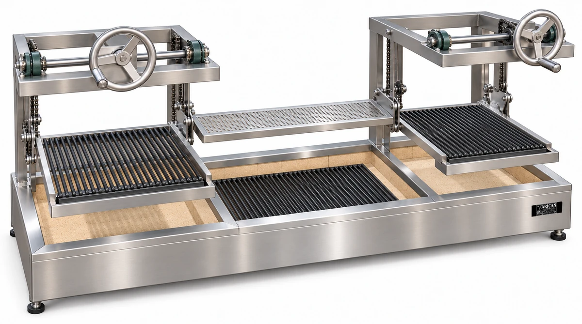 Holzkohle-Kebabgrill mit höhenverstellbarem Grillrost · 175 cm