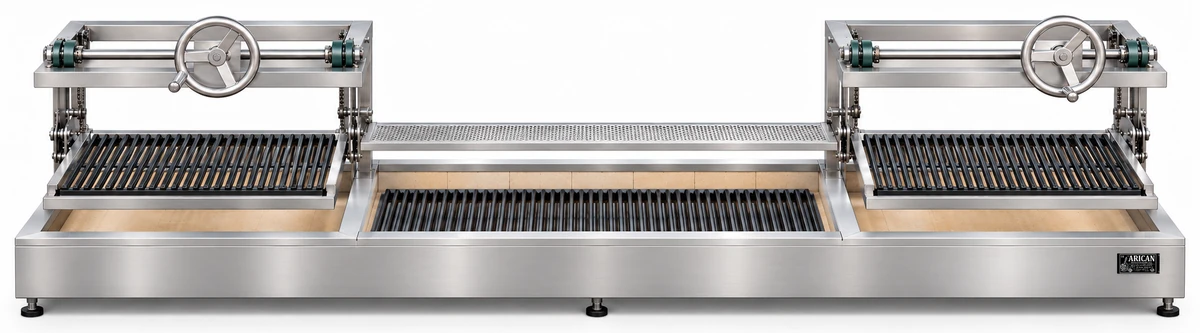 Holzkohle-Kebabgrill mit höhenverstellbarem Grillrost · 350 cm