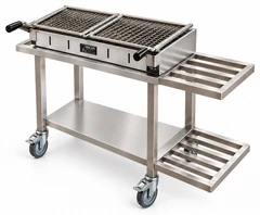 Parrilla de carbón portátil para kebab con soporte abierto · 100 cm