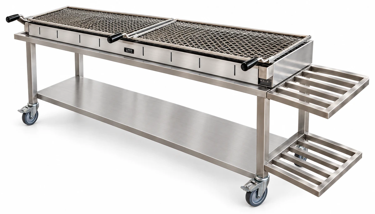 Transportabler Holzkohle-Kebabgrill mit offenem Untergestell · 175 cm