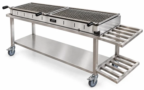 Transportabler Holzkohle-Kebabgrill mit offenem Untergestell · 200 cm