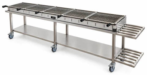 Transportabler Holzkohle-Kebabgrill mit offenem Untergestell · 300 cm