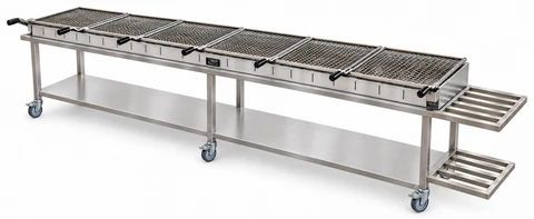 Transportabler Holzkohle-Kebabgrill mit offenem Untergestell · 350 cm