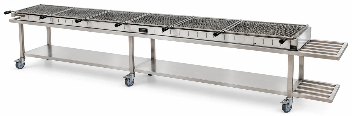 Transportabler Holzkohle-Kebabgrill mit offenem Untergestell · 400 cm