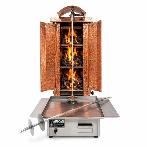 Gas-Lavastein-Dönergrill · 3 Brenner · Kupferverkleidung — ARC LDC003