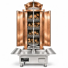 Máquina de döner a leña y carbón · 4 niveles de combustible · Revestimiento de cobre