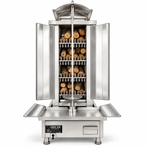 Holz- und Holzkohle-Dönergrill · 4 Brennstoffebenen · Edelstahl — ARC LK004