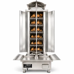 Máquina de döner a leña y carbón · 6 niveles de combustible · Acero inoxidable