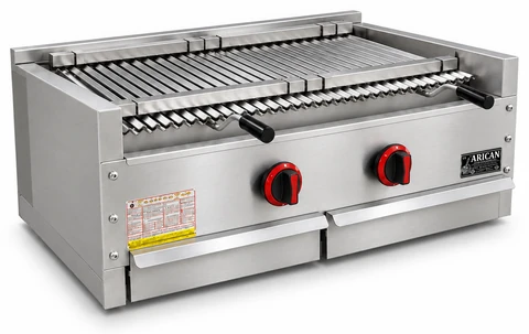 Stainless steel countertop gas and lava stone grill · 100 cm