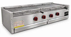 Parrilla de gas con piedra volcánica de sobremesa en acero inoxidable · 150 cm