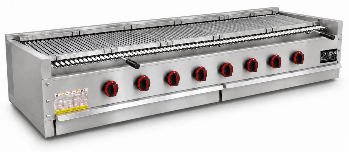 Gas-Lavasteingrill als Tischgerät aus Edelstahl · 250 cm