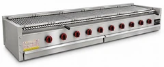 Parrilla de gas con piedra volcánica de sobremesa en acero inoxidable · 300 cm