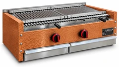 Parrilla de gas con piedra volcánica de sobremesa revestida de cobre · 80 cm