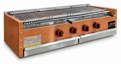 Parrilla de gas con piedra volcánica de sobremesa revestida de cobre · 150 cm