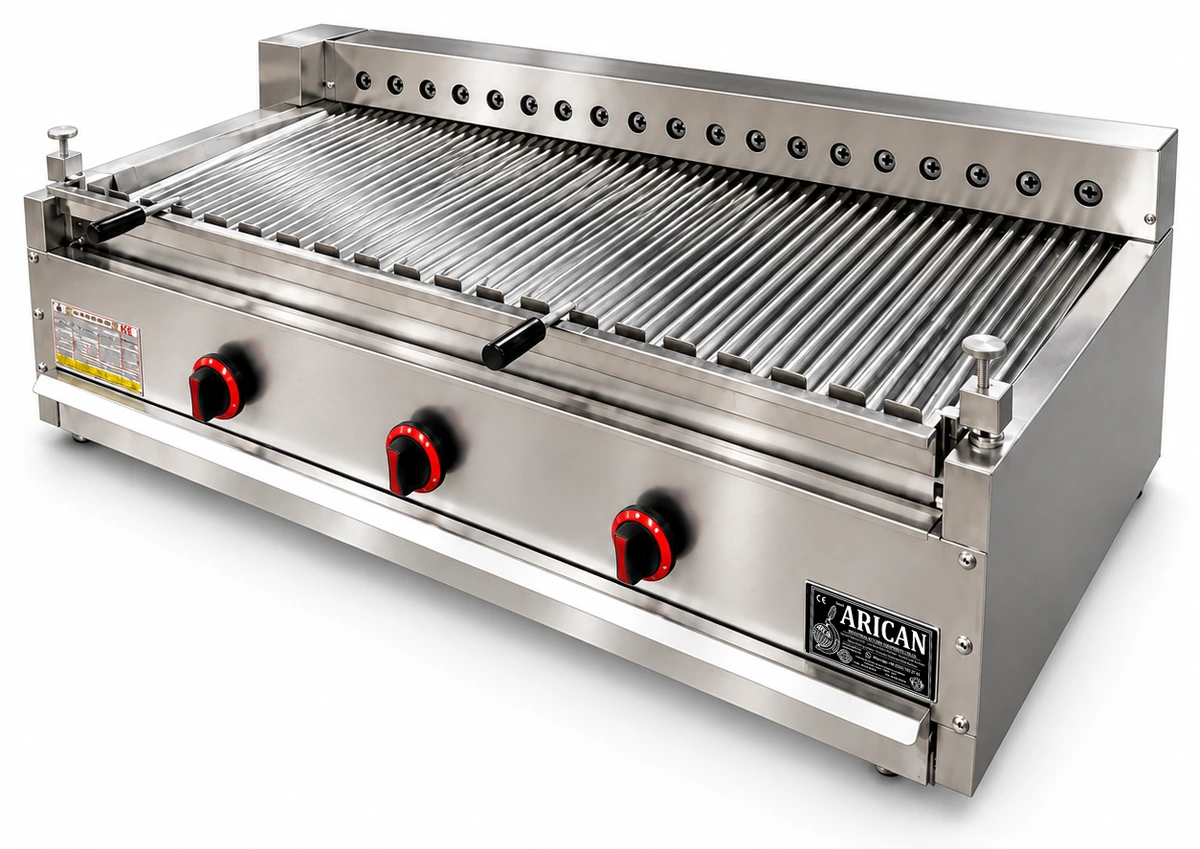 Gas-Lavasteingrill mit automatischem Spießantrieb · 125 cm