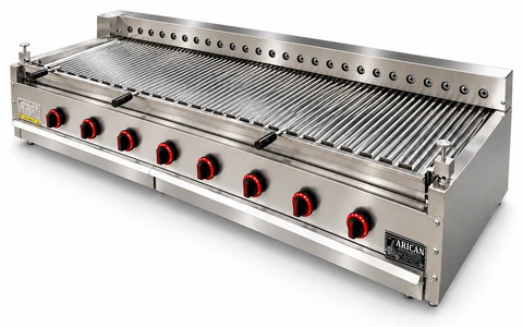 Automatic rotating skewer gas and lava stone grill · 250 cm