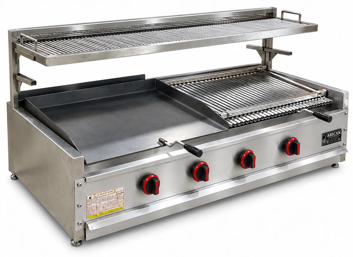 Gas-Lavasteingrill mit Warmhalterost · 150 cm