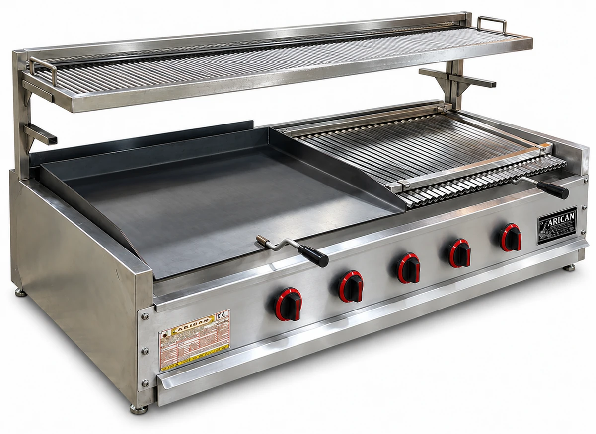 Gas-Lavasteingrill mit Warmhalterost · 175 cm