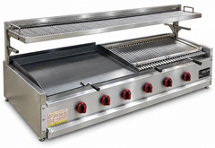 Parrilla de gas con piedra volcánica y rejilla para mantener el calor · 200 cm