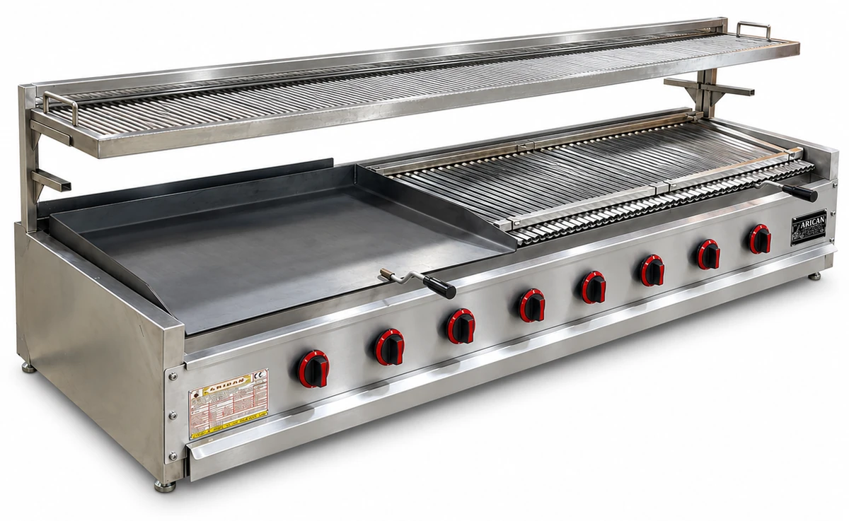 Gas-Lavasteingrill mit Warmhalterost · 250 cm