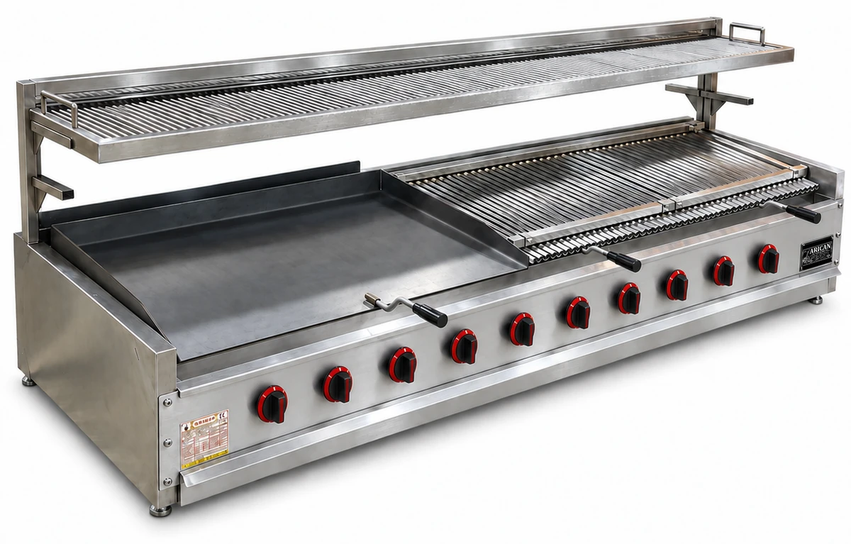 Gas-Lavasteingrill mit Warmhalterost · 300 cm