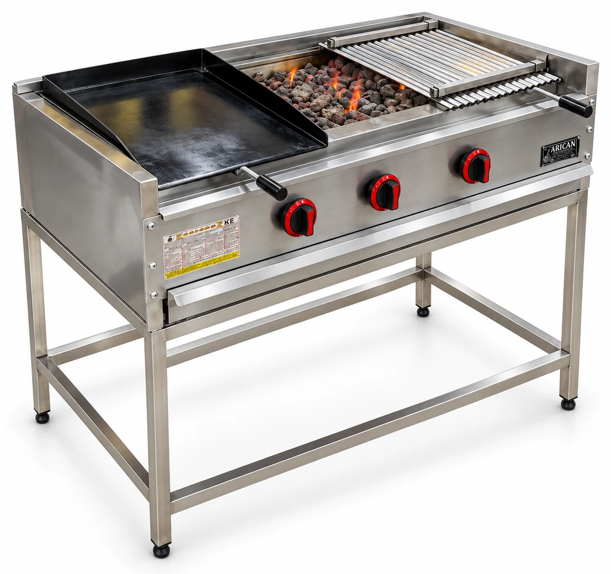 Gas-Lavasteingrill mit offenem Untergestell · 125 cm
