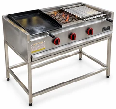 Parrilla de gas con piedra volcánica y soporte abierto · 125 cm
