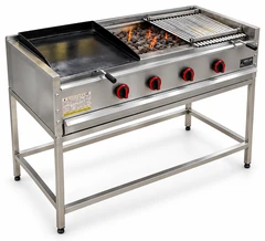 Parrilla de gas con piedra volcánica y soporte abierto · 150 cm